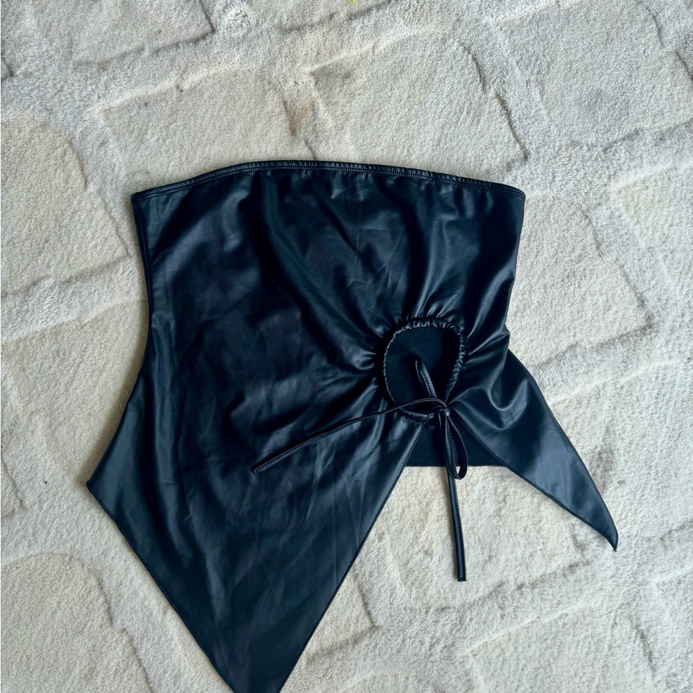 Black Strapless Leather Top